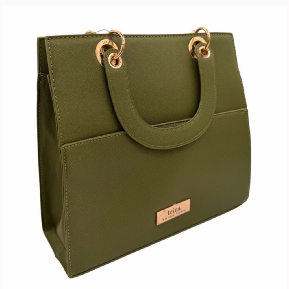 Trina Turk Pesto (Olive Green) Satchel with Gold